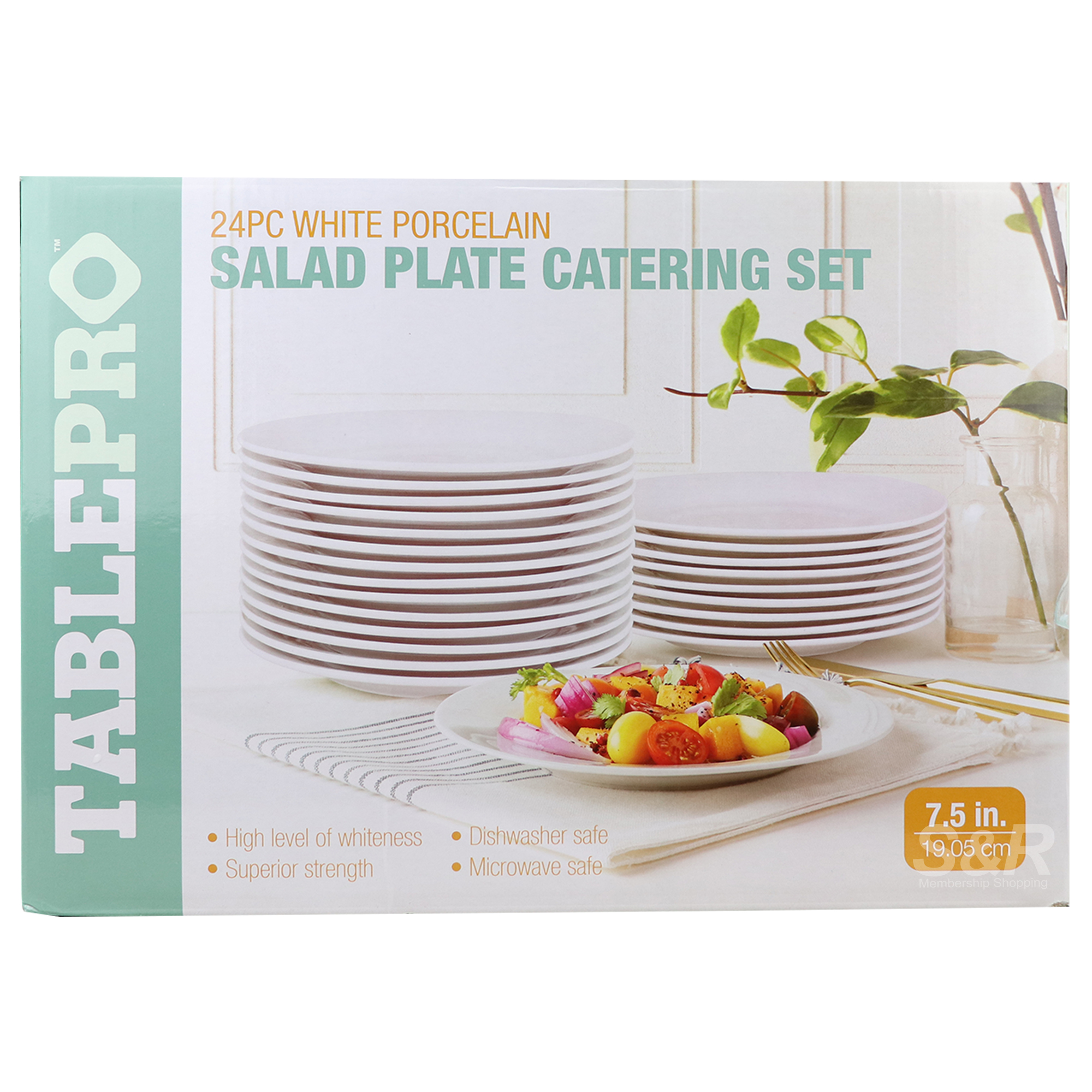 Tablepro 7.5in White Porcelain Salad Plate Catering 24pc set